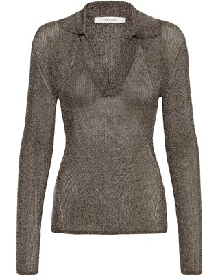 GZSilvi Polo Top - Warm Grey Metallic